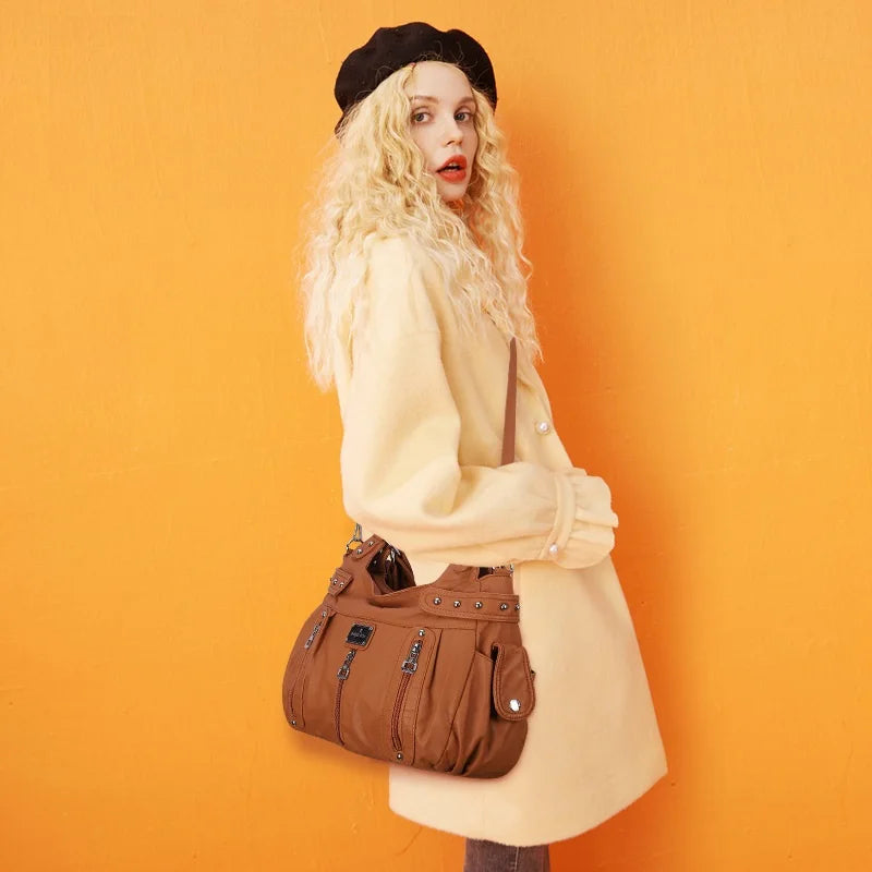 Winter Fashion Shoulder Bag for Women Soft PU Crossbody Handbg Large Capacity Hobos Purse