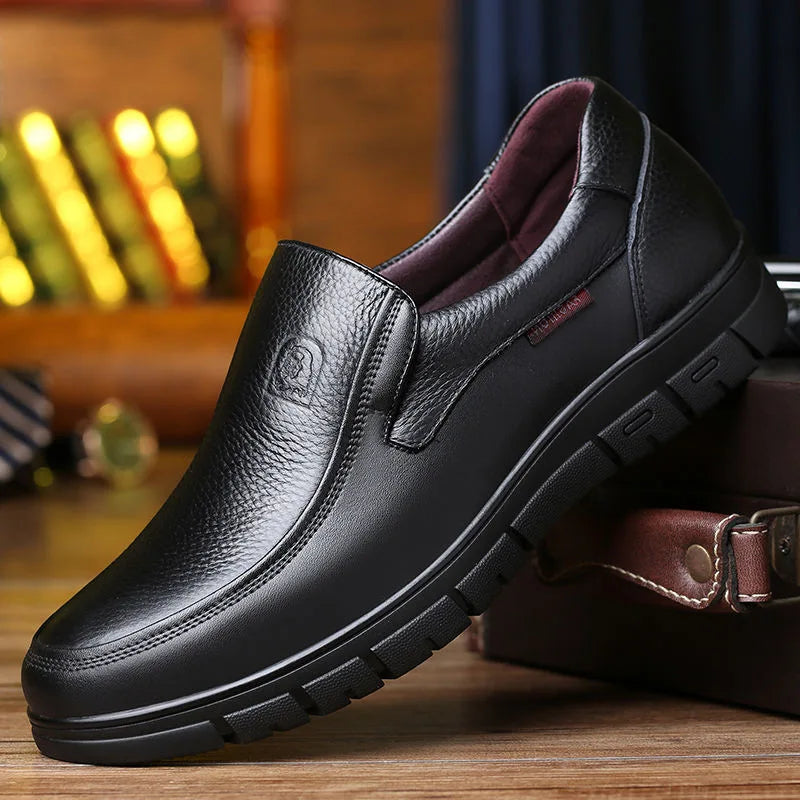 Men's Genuine Soft Anti-slip Rubber Loafers Casual Real Leather Shoes