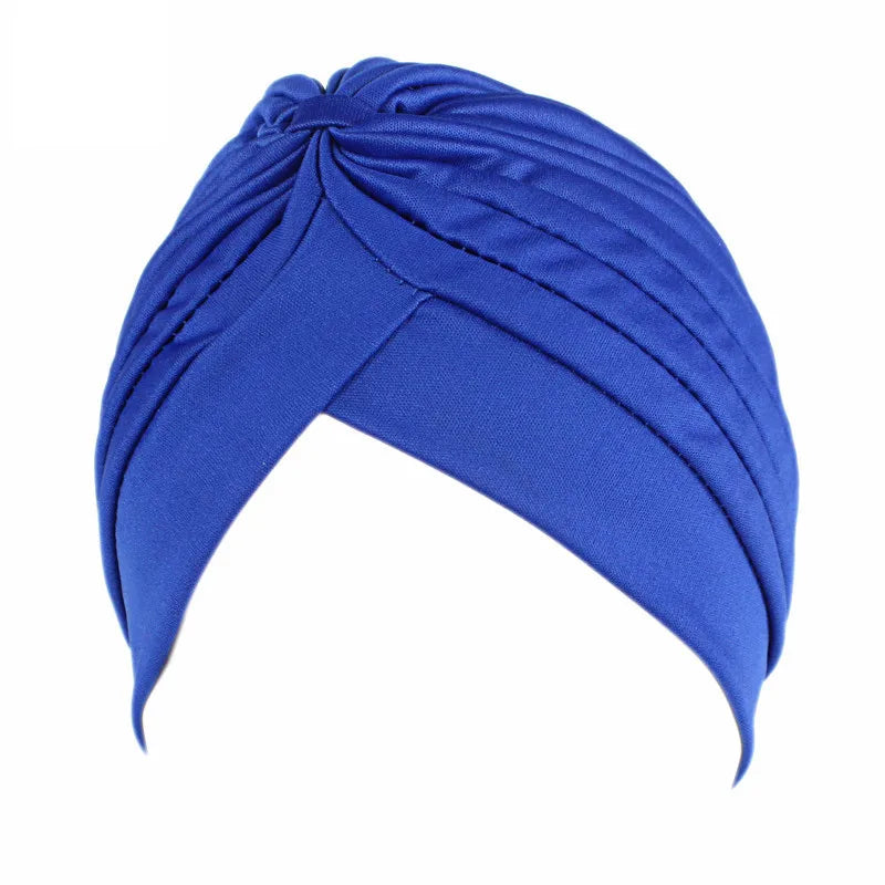New Flower Decoration Turban, Solid Color Women's Head Wrap, Fashion Headwear, Bandana Cap