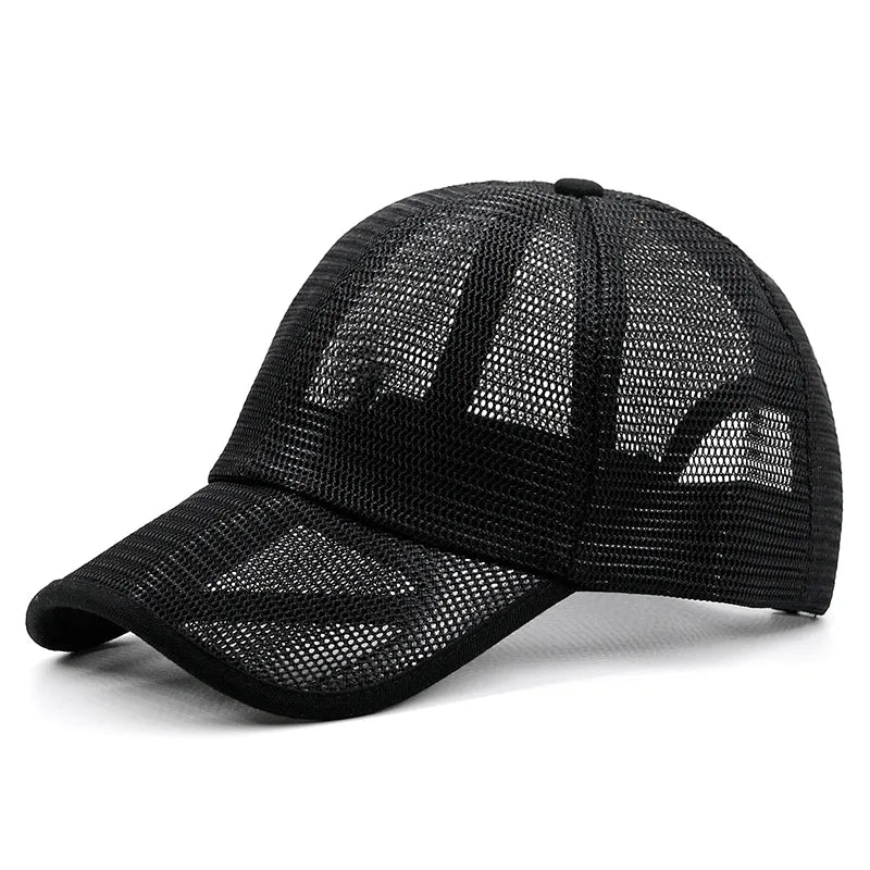 Summer Full Mesh Sun Cap Curved Peak Snapback Fishing Hat Oversize Large Baseball cap for Big Head Men & women