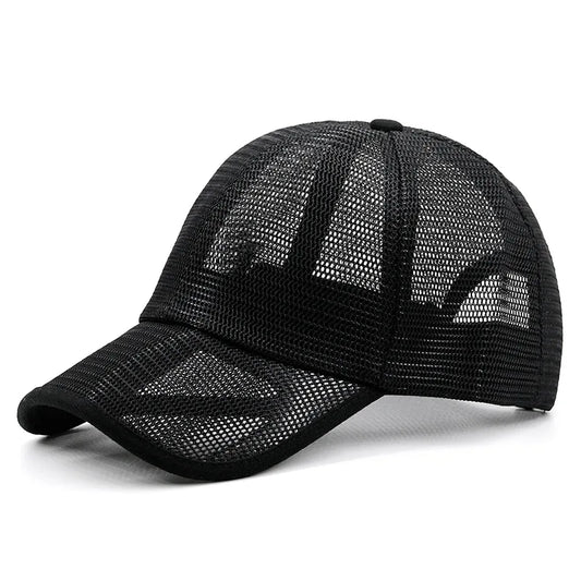 Summer Full Mesh Sun Cap Curved Peak Snapback Fishing Hat Oversize Large Baseball cap for Big Head Men & women