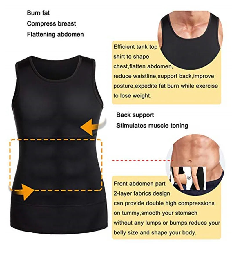 Slimming Vest Men's Slimming Underwear Body Shaper Waist Cincher Corset Men Shaper Vest Body Slimming Tummy Belly Body Shapewear - Hiron Store