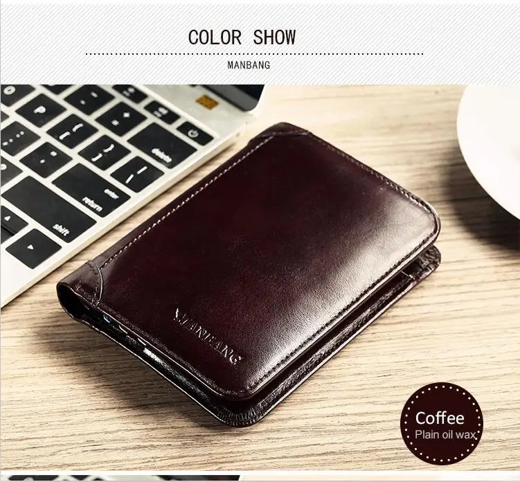 ManBang Classic Style Wallet Genuine Leather Purse Card Holder Wallet