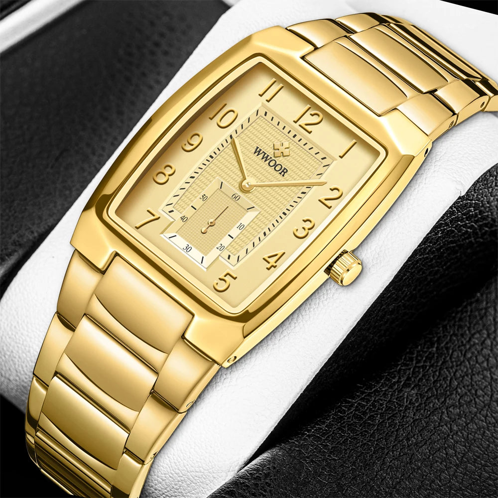 WWOOR 2024 New Gold Women Watches Creative Steel Bracelet  Ladies Square Waterproof Female Relogio Feminino