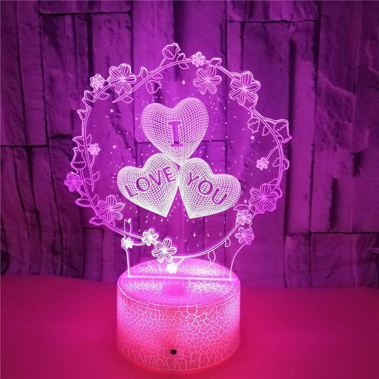 3D Lamp I LOVE YOU Colourful  LED Light Proposal Decoration Romantic Lamp