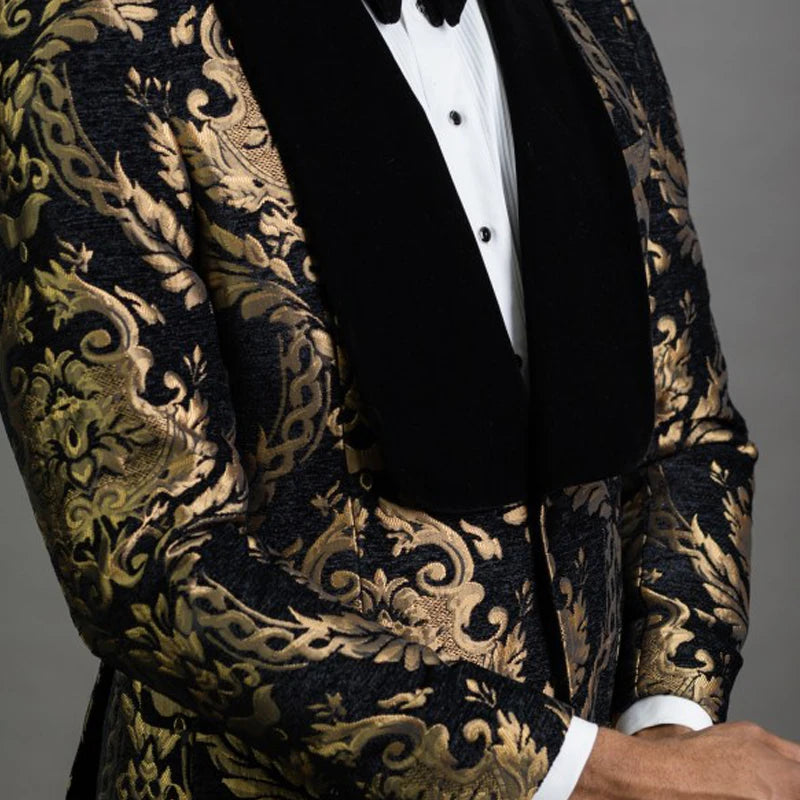 Blazer for Men Prom African Fashion Slim Fit with Velvet Shawl Lapel Male Suit Jacket