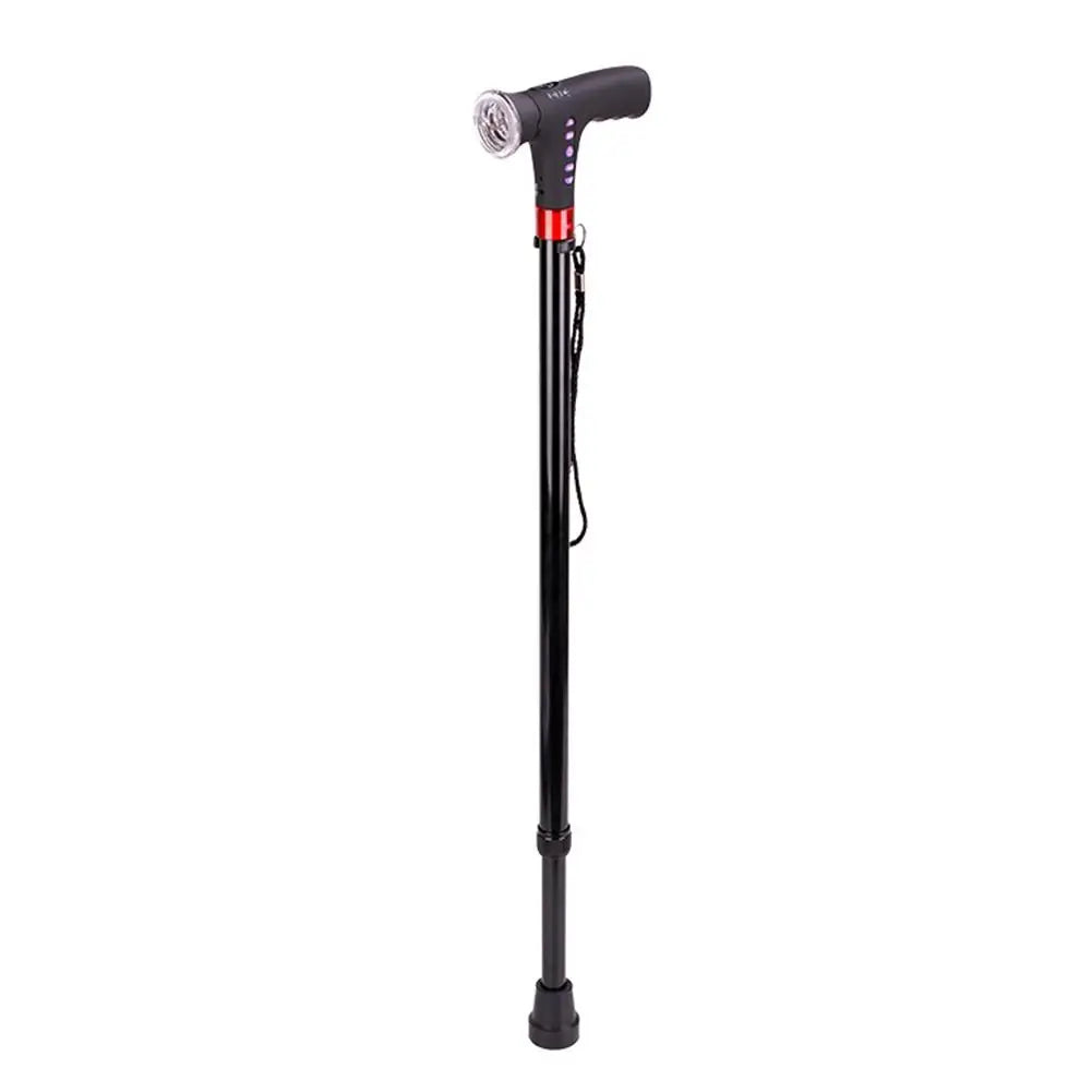 Adjustable Folding Cane With Alarm Led Light Radio And Cushionable T-handle Hiking Poles Cane Walking Stick