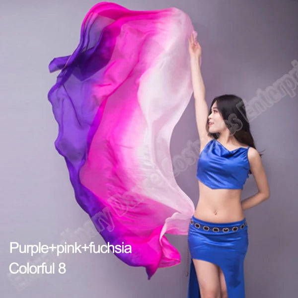 Belly Dance Silk Veil Scarves Face Customized Hand Thrown Scarf Face Veil Silk Shawl Gradient 200cm 250cm 270cm