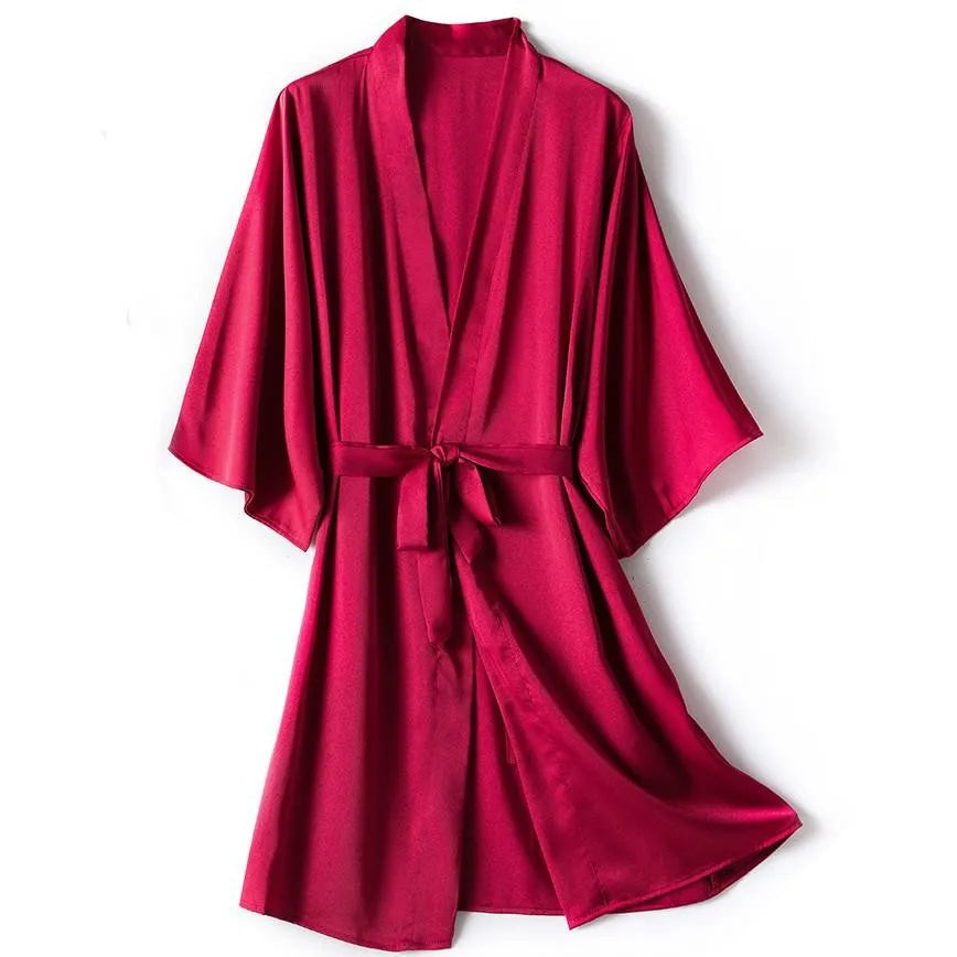 Bathrobe Gown Female Robe Set Satin Sleepwear Casual Nightgown