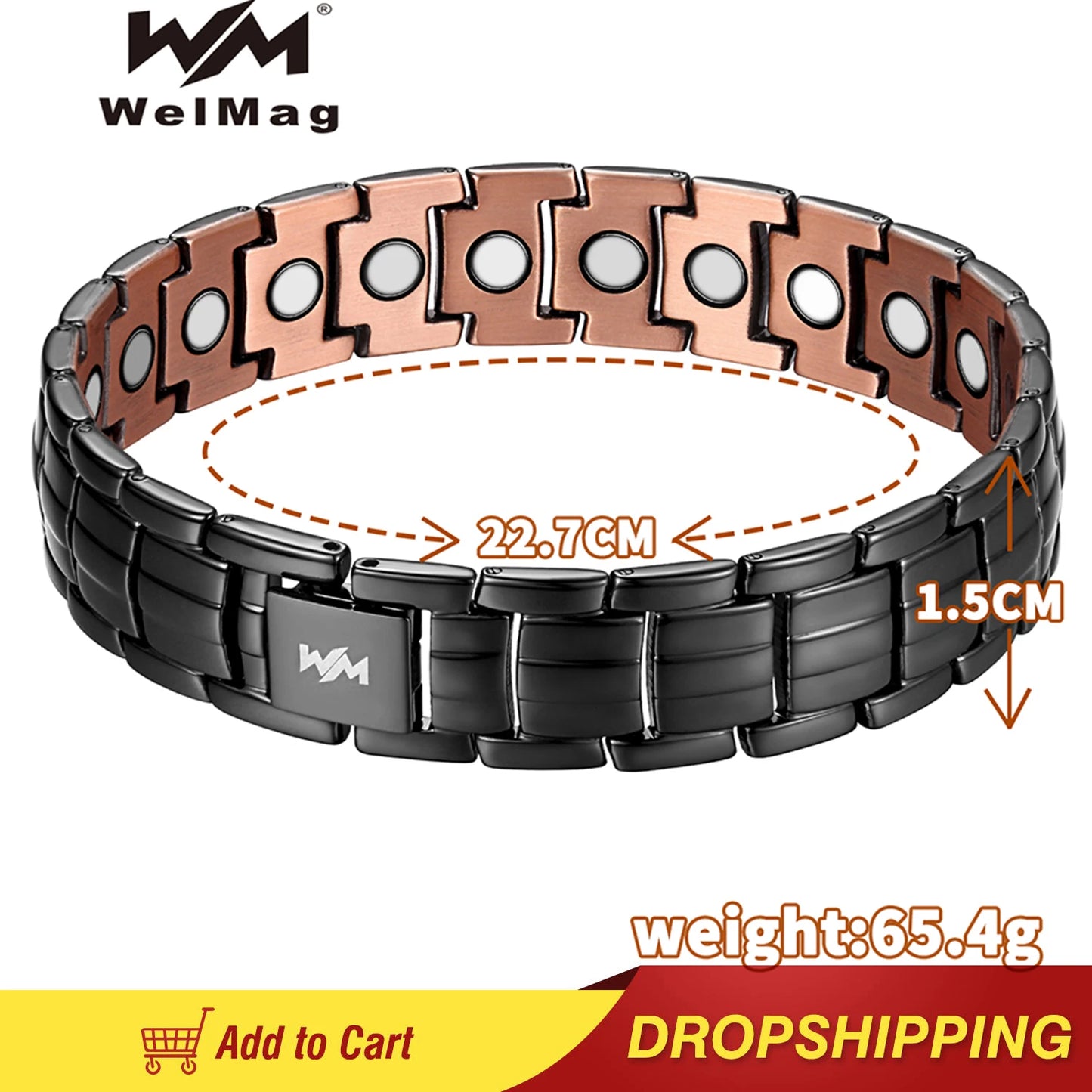 Healing Energy Copper Bracelets For Men Retro Black Plating Bracelets & Bangles For Arthritis Jewellery