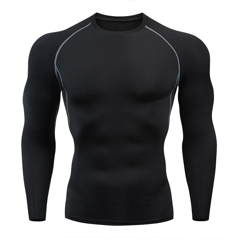 Men's T-shirt Men Running Sport T Shirt Men Compression Fitness Tops Tee Quick DryTight Training Gym Sport Running Shirts Jersey - Hiron Store