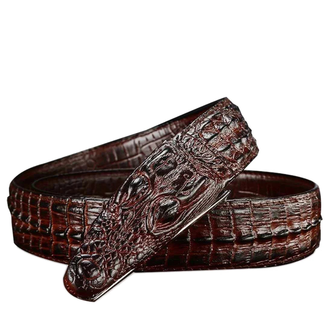 Men Luxury Snake Buckle Crocodile Patter Genuine Leather Belts