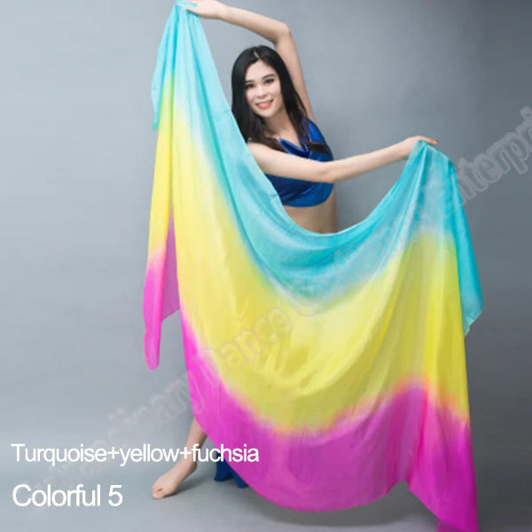 Belly Dance Silk Veil Scarves Face Customized Hand Thrown Scarf Face Veil Silk Shawl Gradient 200cm 250cm 270cm