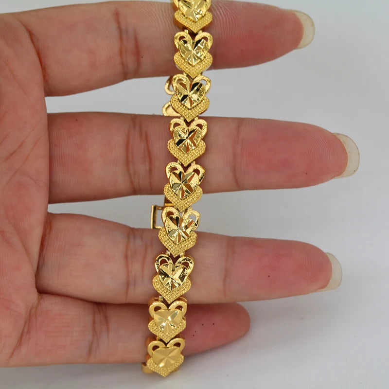 African 24K Indian Jewellery Cuban Chain Bangle Gold Colour Various Shapes Bracelet