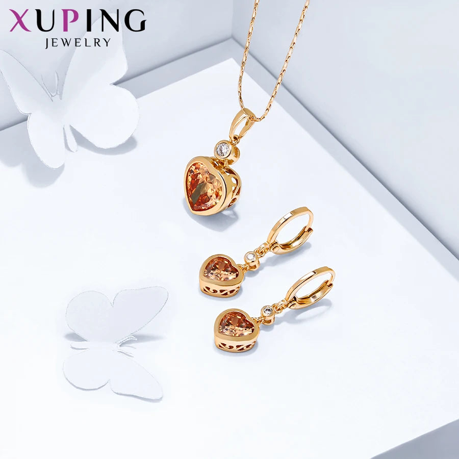 Xuping Jewelry Fashion Charm Love Heart Shaped Style High Quality Women Valentine's Day GiftJewelry Set