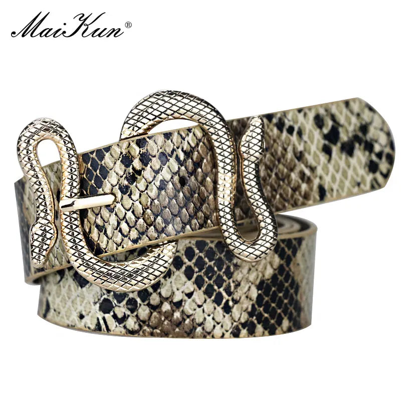 Belts for Women Snake Shape Pin Buckle Belt High Quality Leather Women Belts PU Waistband