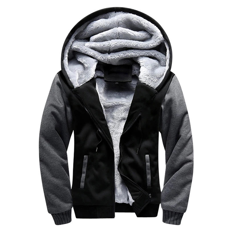 Winter Jackets for Men Fleece Long Sleeve Coat Hoodies Streetwear Men's Coats