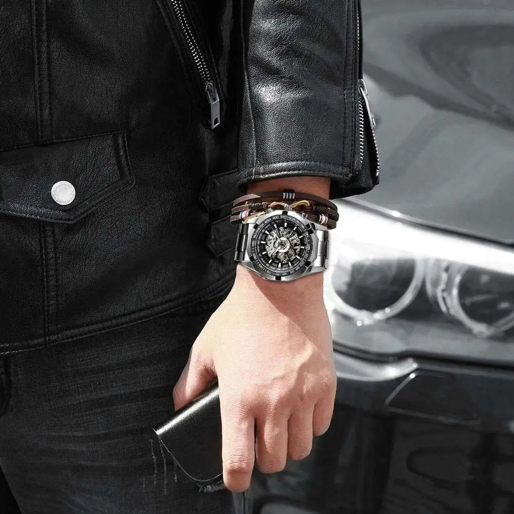 Stainless Steel Waterproof Men's Watches Luxury Mechanical Sport Male Wrist Watch