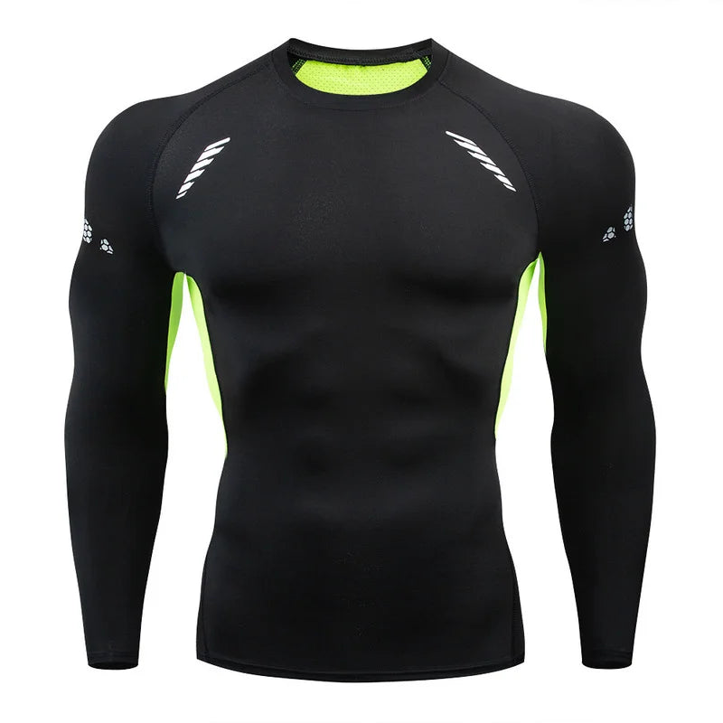 Men's T-shirt Men Running Sport T Shirt Men Compression Fitness Tops Tee Quick DryTight Training Gym Sport Running Shirts Jersey - Hiron Store