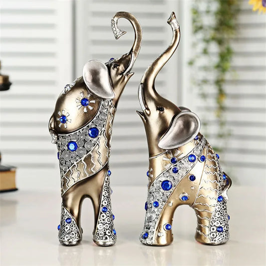 European Resin Elephant Crafts Mother and Child Animal Figurine Home Living Room  Ornaments