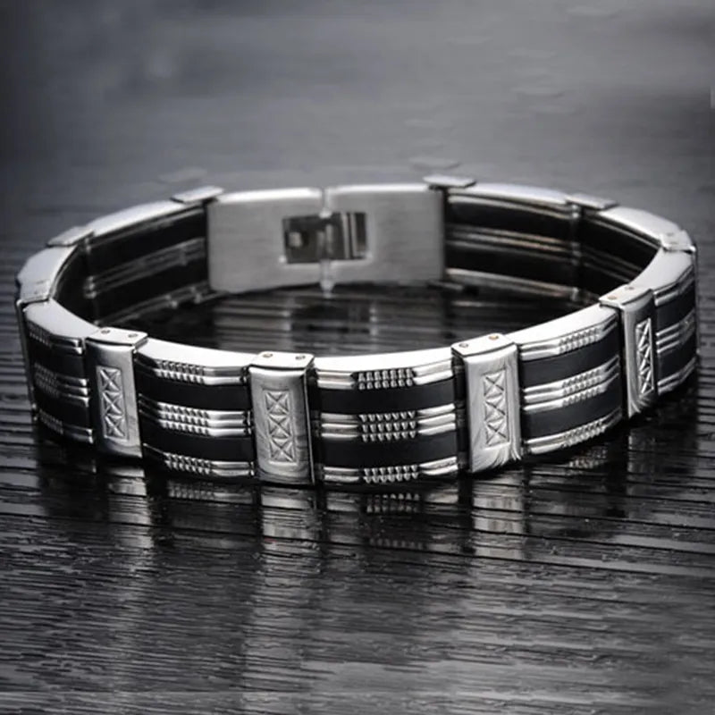 Stainless Steel Bracelet & Bangle 210mm Men's Jewelry Strand Rope Charm Chain Wristband Men's Bracelet - Hiron Store