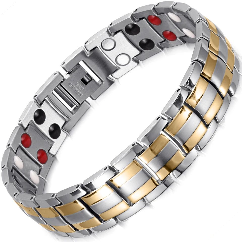 Rainso Health Care Stainless Steel Bracelet With Magnetic Men's Bracelet Viking 4in1 Elements Therapy Sleep Aid Chain Jewelry - Hiron Store