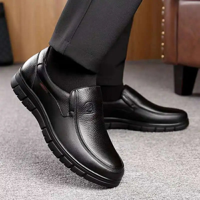 Men's Genuine Soft Anti-slip Rubber Loafers Casual Real Leather Shoes