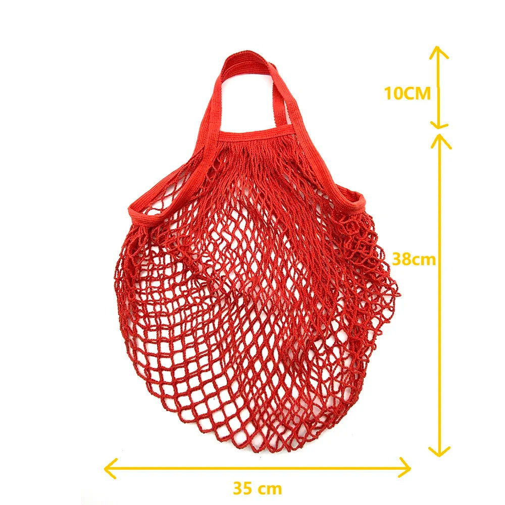 Portable Reusable Grocery Bags for Fruit Vegetable Bag Cotton Mesh String Organizer Handbag Short Handle Net Shopping Bags Tote - Hiron Store