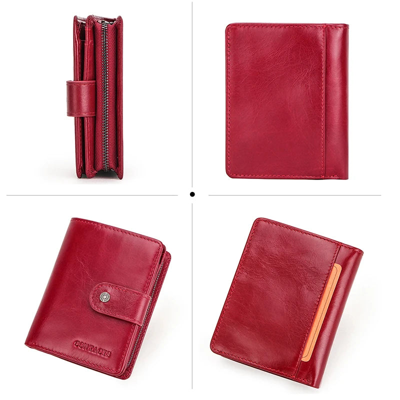 Contact's Genuine Leather Wallets Women Men RFID Blocking Card Holder Wallet Ladies Coin Purse