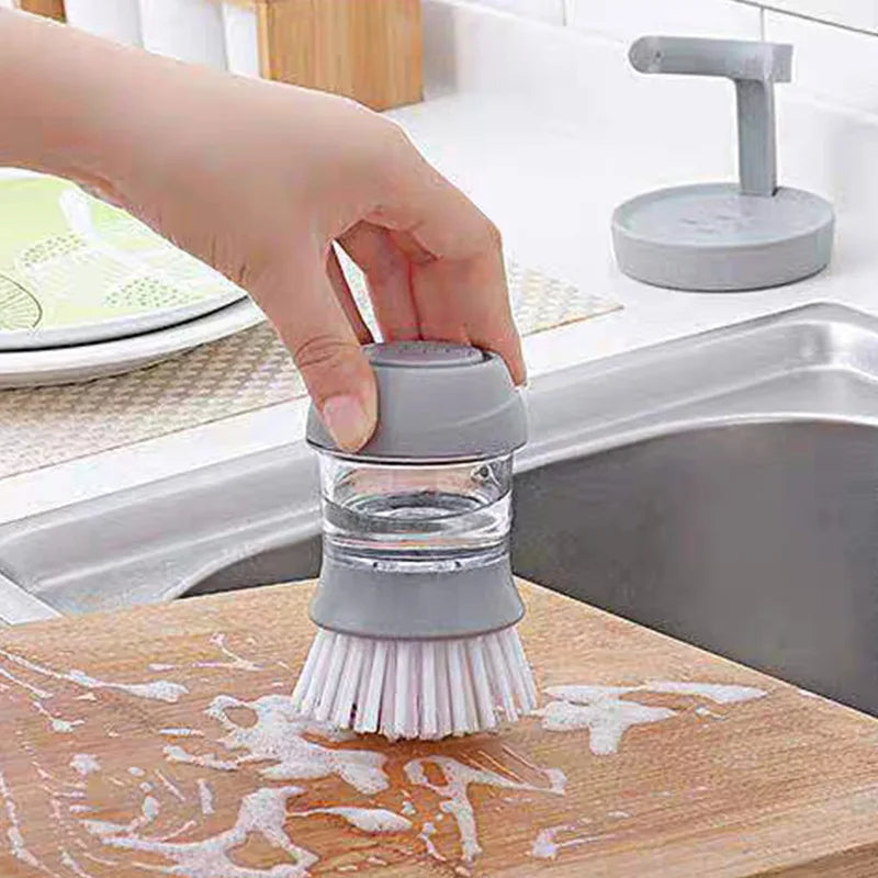 Kitchen Cleaning Brush With Detergent Storage Box Household Tableware Dishes Pan Degreasing and Descaling Cleaning Brush - Hiron Store