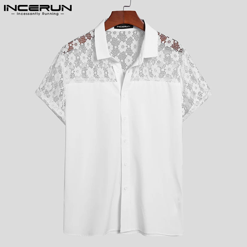 Men Lapel Short Sleeve Streetwear Clothing