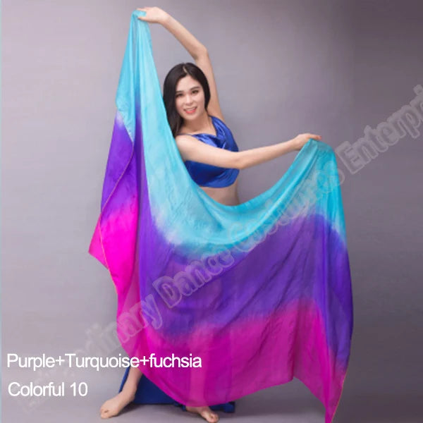 Belly Dance Silk Veil Scarves Face Customized Hand Thrown Scarf Face Veil Silk Shawl Gradient 200cm 250cm 270cm