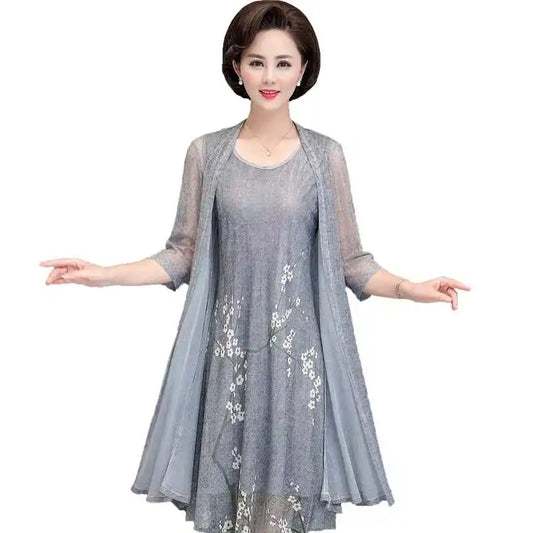 summer cotton linen 2 piece set dress cardigan women 3xl 4xl 5xl party midi dresses elegant vintage robe femme - Hiron Store