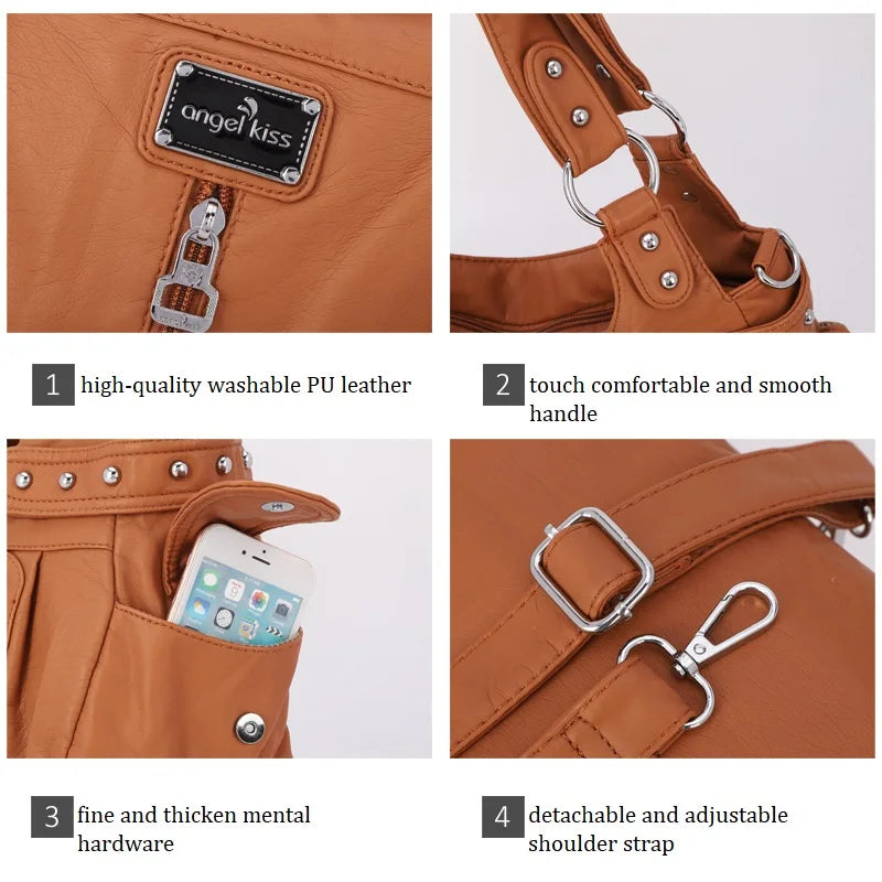 Winter Fashion Shoulder Bag for Women Soft PU Crossbody Handbg Large Capacity Hobos Purse