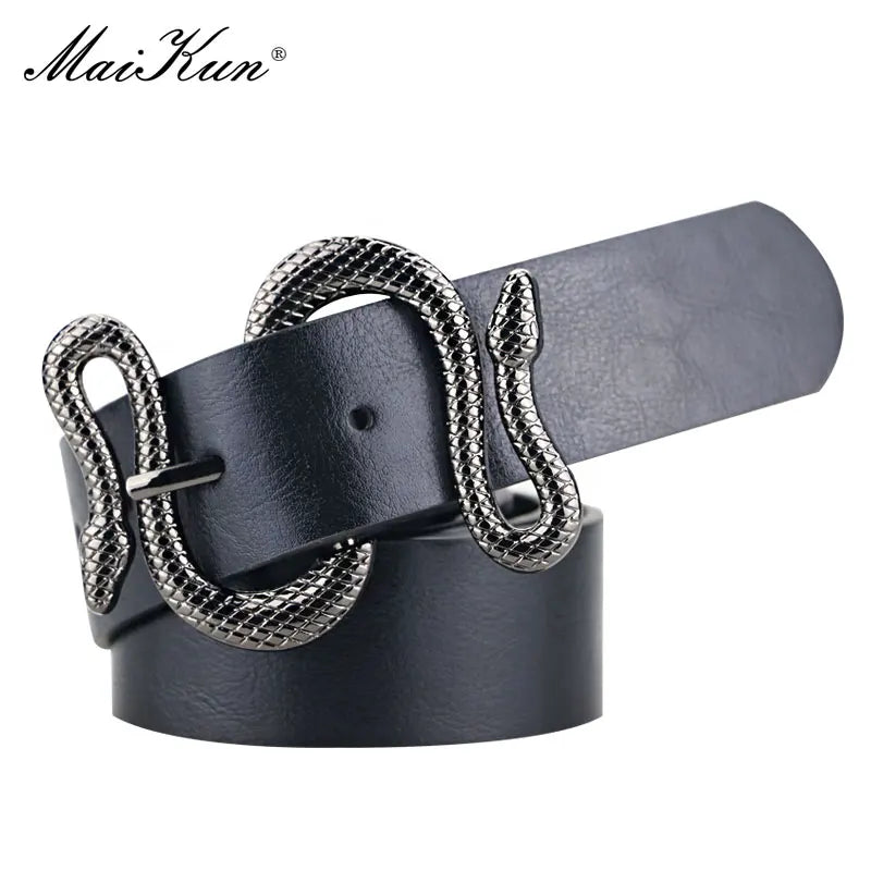 Belts for Women Snake Shape Pin Buckle Belt High Quality Leather Women Belts PU Waistband