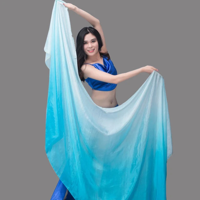 Belly Dance Silk Veil Scarves Face Customized Hand Thrown Scarf Face Veil Silk Shawl Gradient 200cm 250cm 270cm