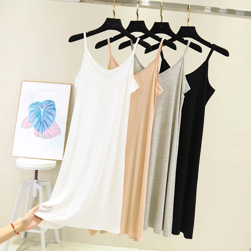 Spring Summer Woman Tank Dress Female O-Neck Camis Sexy Dress