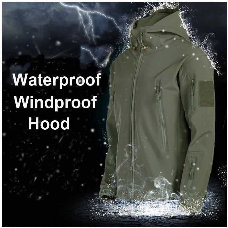 Men's Winter SoftShell  Waterproof Jackets Male Hood Coat Pants Trousers