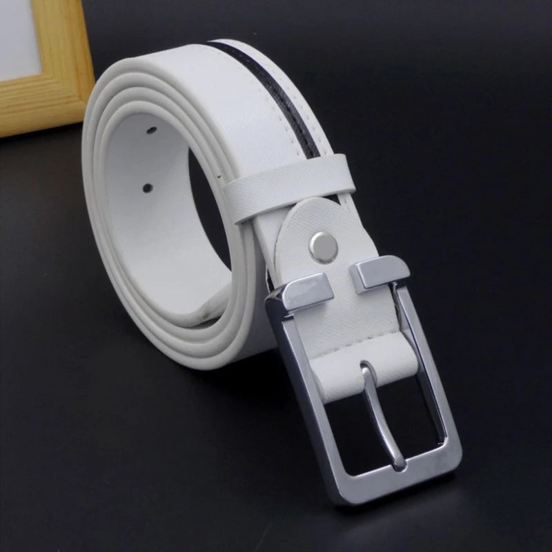 Cowhide Business Belt Men Male Waist Strap Leather Pin Buckle White Genuine Leather Belts