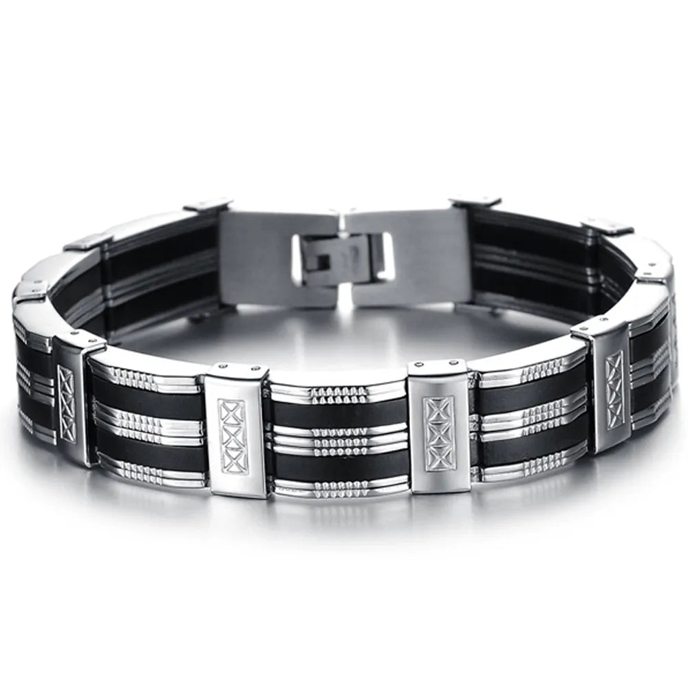 Stainless Steel Bracelet & Bangle 210mm Men's Jewelry Strand Rope Charm Chain Wristband Men's Bracelet - Hiron Store