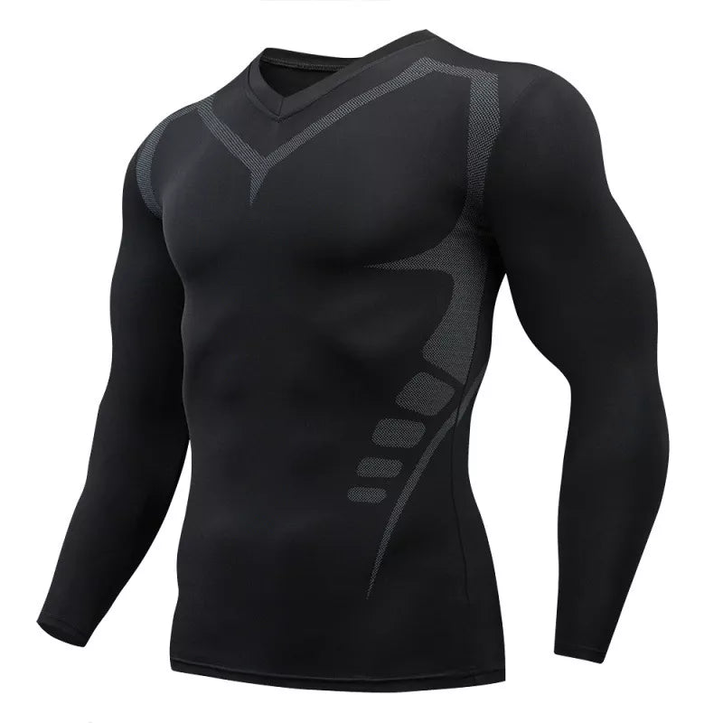 Men's T-shirt Men Running Sport T Shirt Men Compression Fitness Tops Tee Quick DryTight Training Gym Sport Running Shirts Jersey - Hiron Store