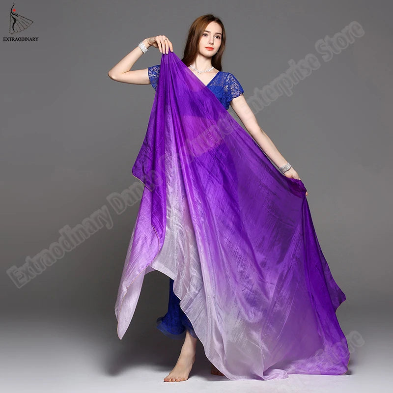 Belly Dance Silk Veil Scarves Face Customized Hand Thrown Scarf Face Veil Silk Shawl Gradient 200cm 250cm 270cm