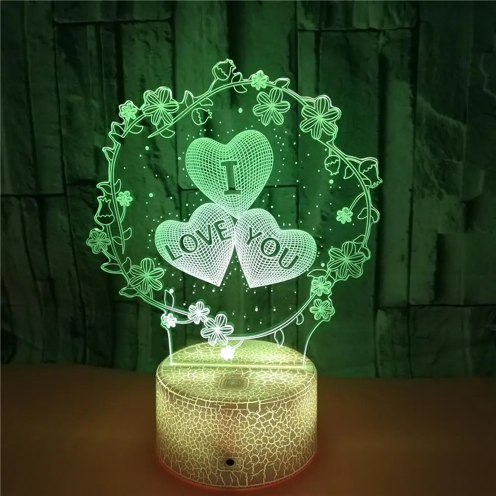 3D Lamp I LOVE YOU Colourful  LED Light Proposal Decoration Romantic Lamp