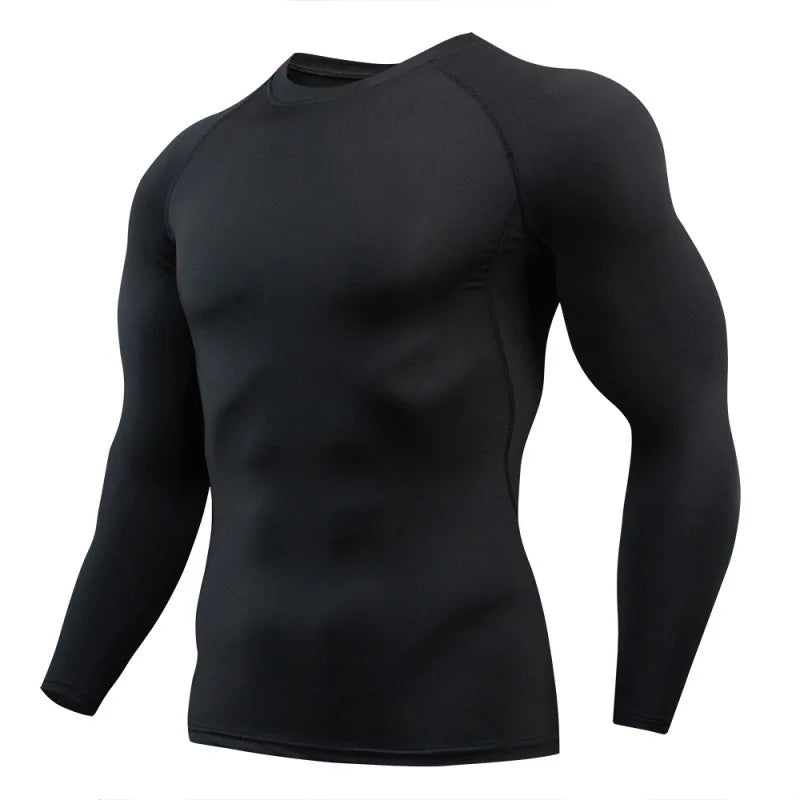 Men's T-shirt Men Running Sport T Shirt Men Compression Fitness Tops Tee Quick DryTight Training Gym Sport Running Shirts Jersey - Hiron Store