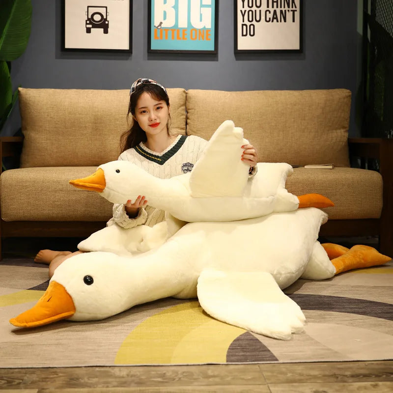 Giant White Duck Plushie Toys Soft Stuffed Big Wings Goose Doll Lovely Animal Pillow For Children Girls Birthday Gifts