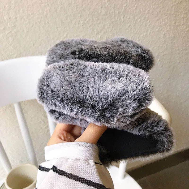 Cute Warm Phone Case Fur Cover For Iphone 16 15 14 13 12 11 Pro Max