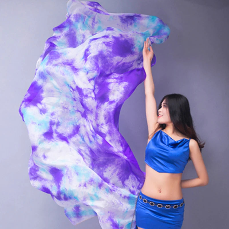Belly Dance Silk Veil Scarves Face Customized Hand Thrown Scarf Face Veil Silk Shawl Gradient 200cm 250cm 270cm
