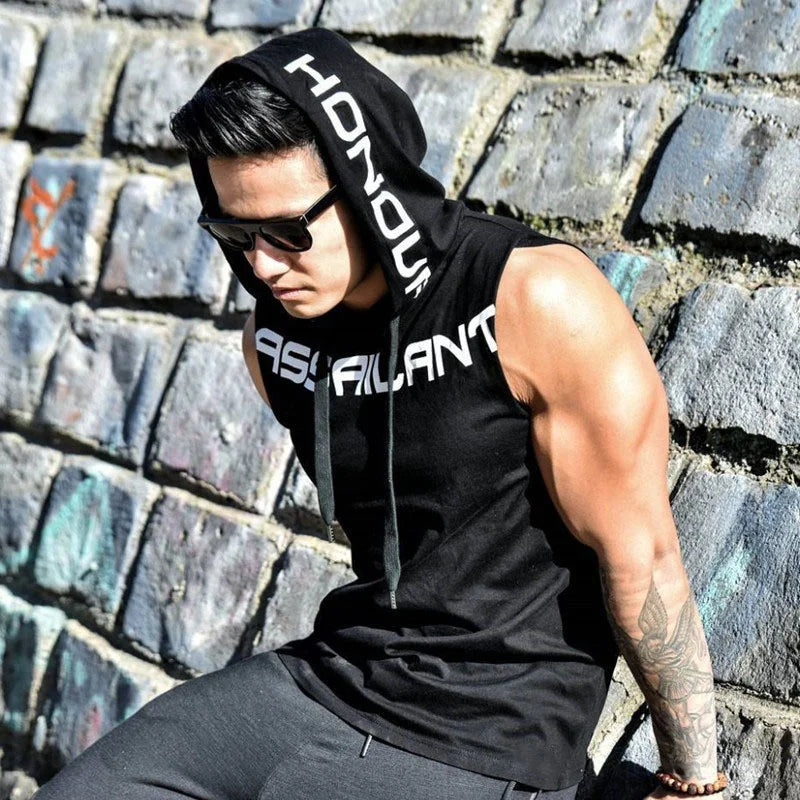 Men Tank Tops Gym Clothing Fitness Sleeveless hoodies Vests Cotton Singlets Men Joggers vest Bodybuilding casual Clothing - Hiron Store