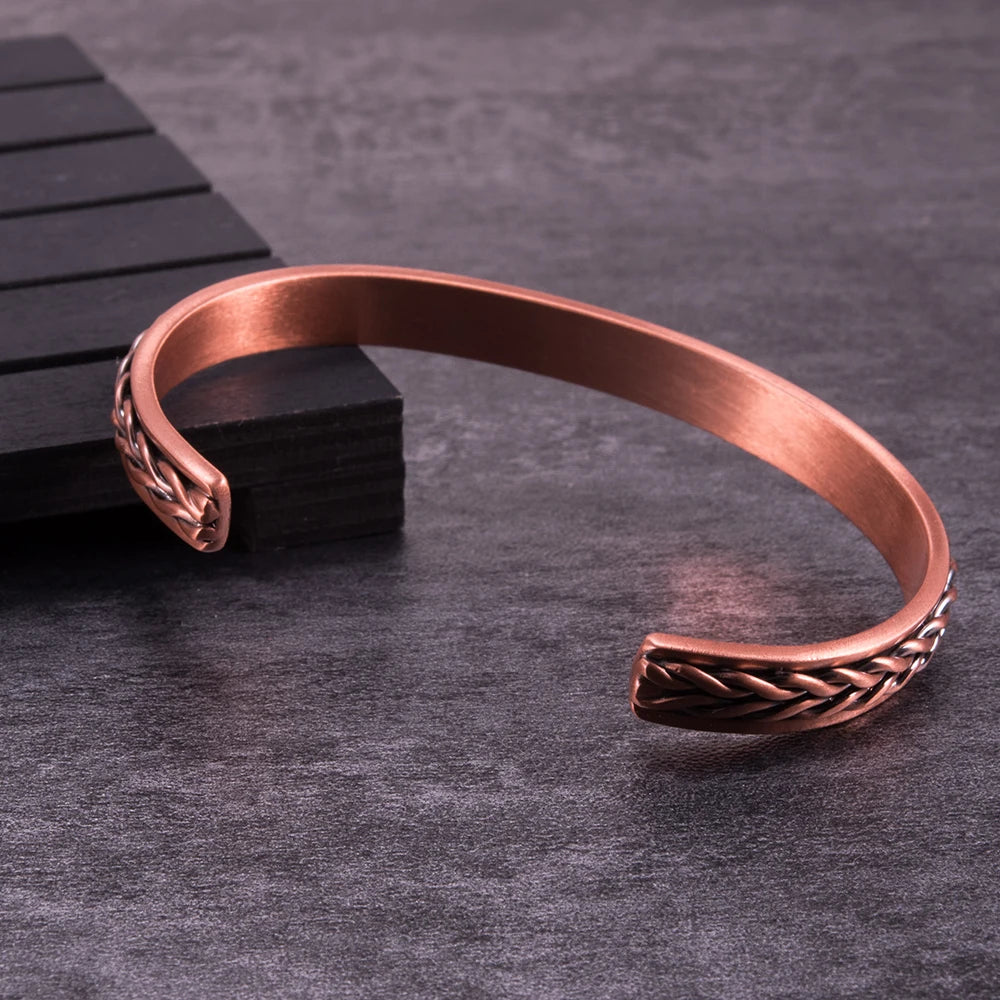 Pure Copper Magnetic Bracelet Benefits Adjustable Cuff Bangles Arthritis Pain Relief