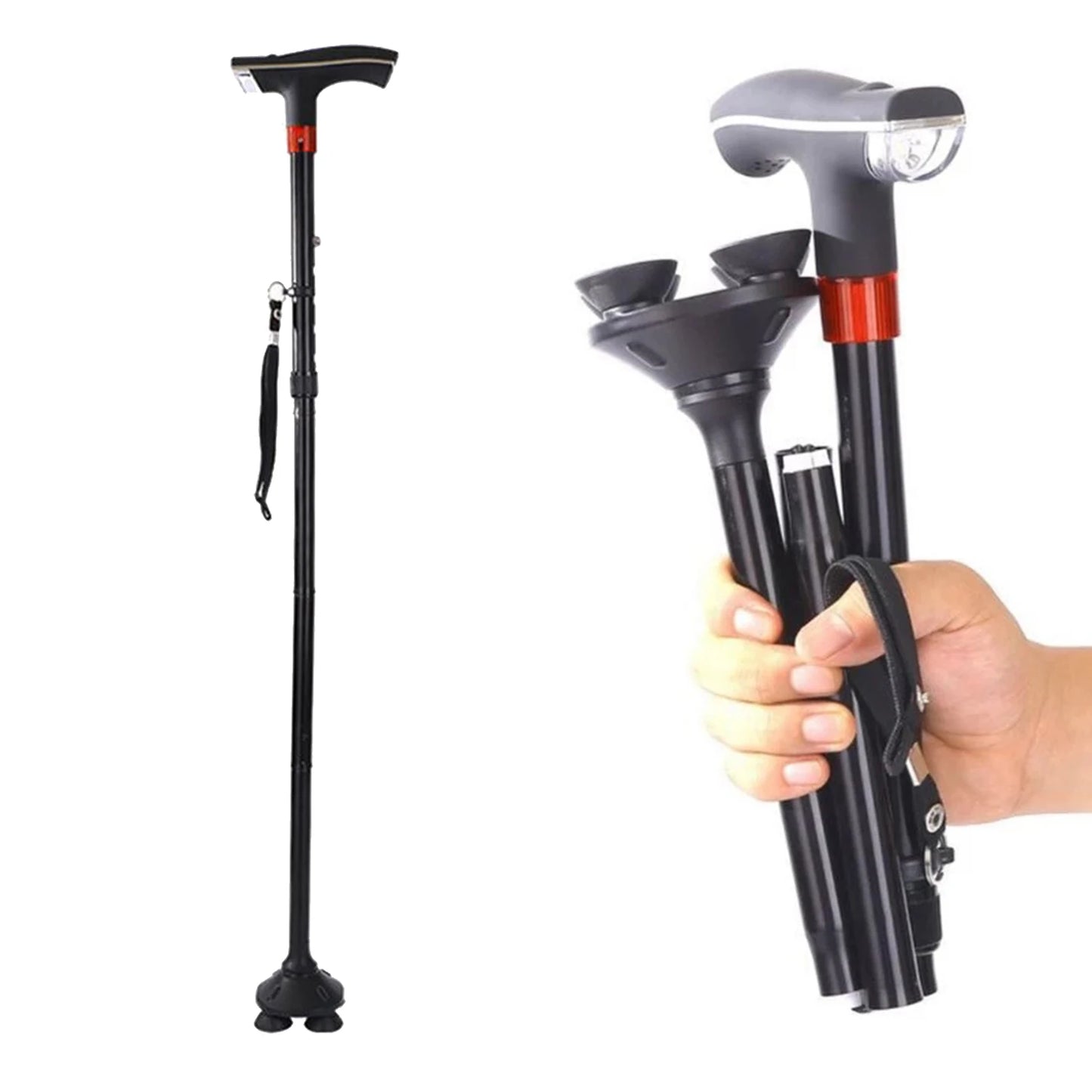 Adjustable Metal Walking Stick Travel Cane Portable Walking Canes for Senior Women Men Hand Grip